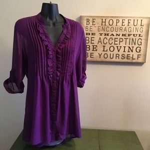 Apt. 9 Purple peasant blouse EUC